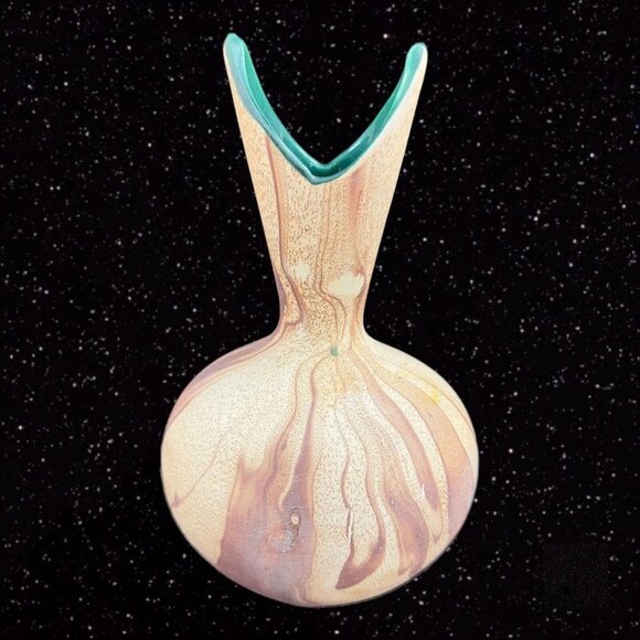 1950s PINE SCENTED POTTERY Marbled Vase Mid Century Ceramic Green Inside VTG - Picture 9 of 10